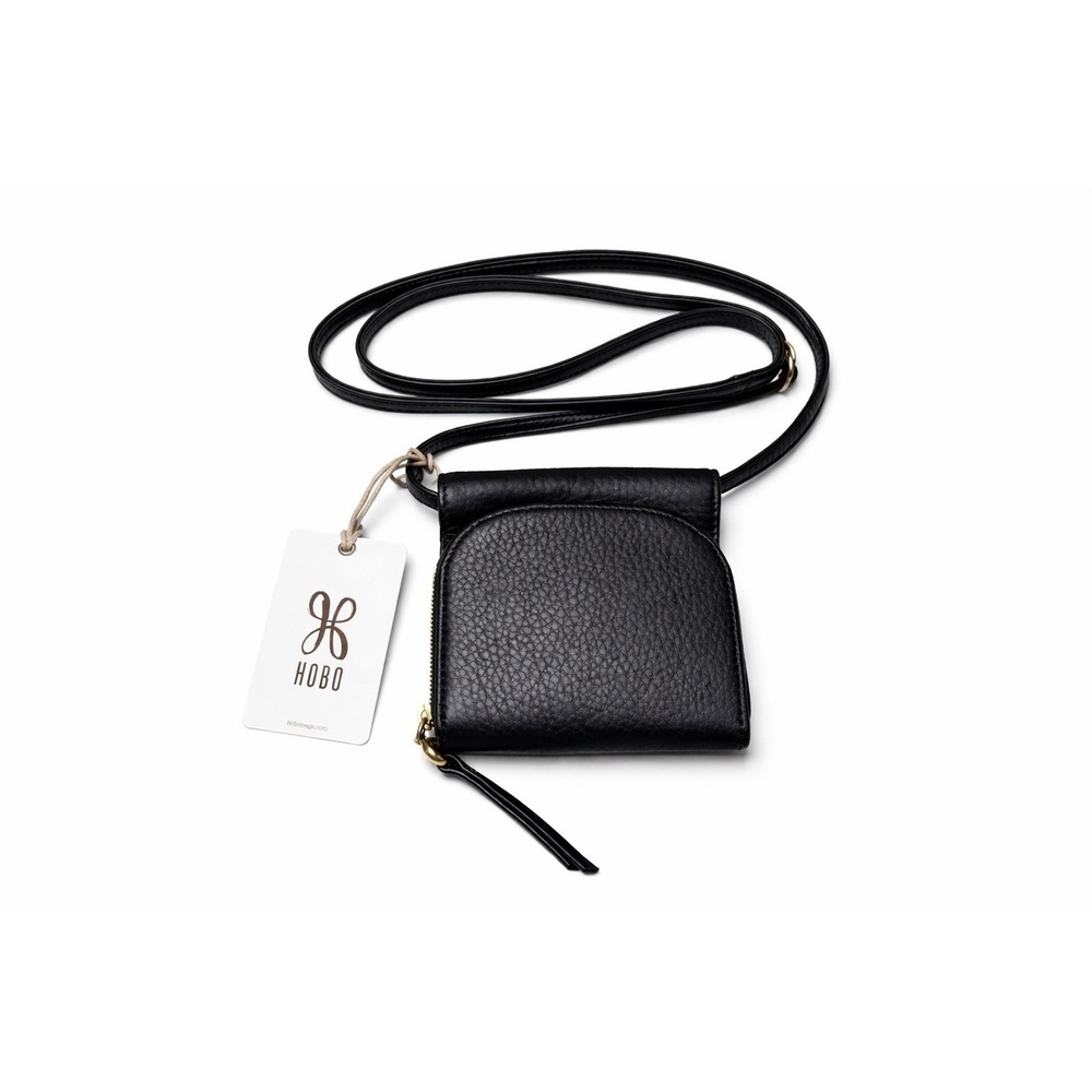 HOBO Fern Wallet Crossbody Black Pebbled Leather NWT Magnetic Zip Organizer